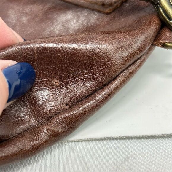 Boho Spanish Rossymina Small Brown Leather Round Crossbody Bag Adjustable Strap - Picture 13 of 13